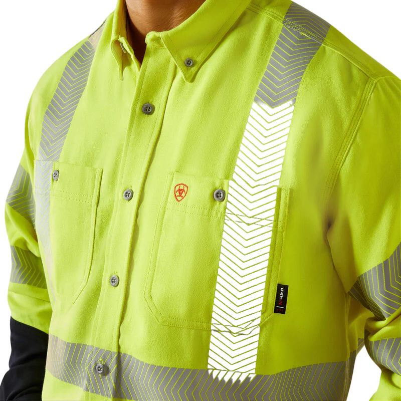 Ariat Men's Hi-Vis Air Inherent Classic Fit Work Shirt - Hi Vis Yellow - Image 3