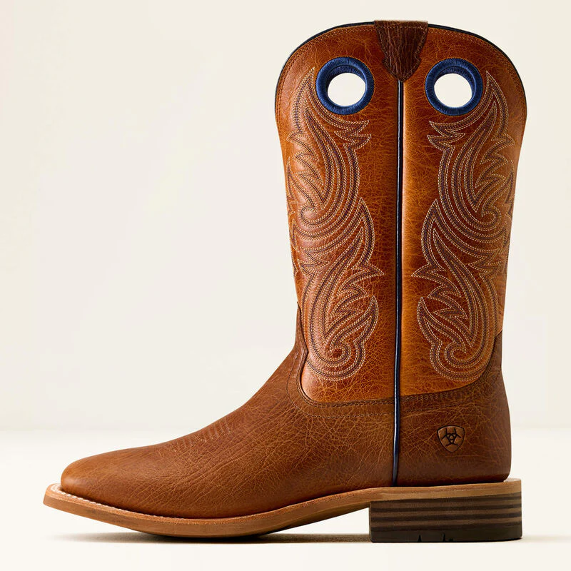 Ariat Men's Highland Toughstock Wide Square Toe Cowboy Boot- Cottage Brown/Merigold - Image 2