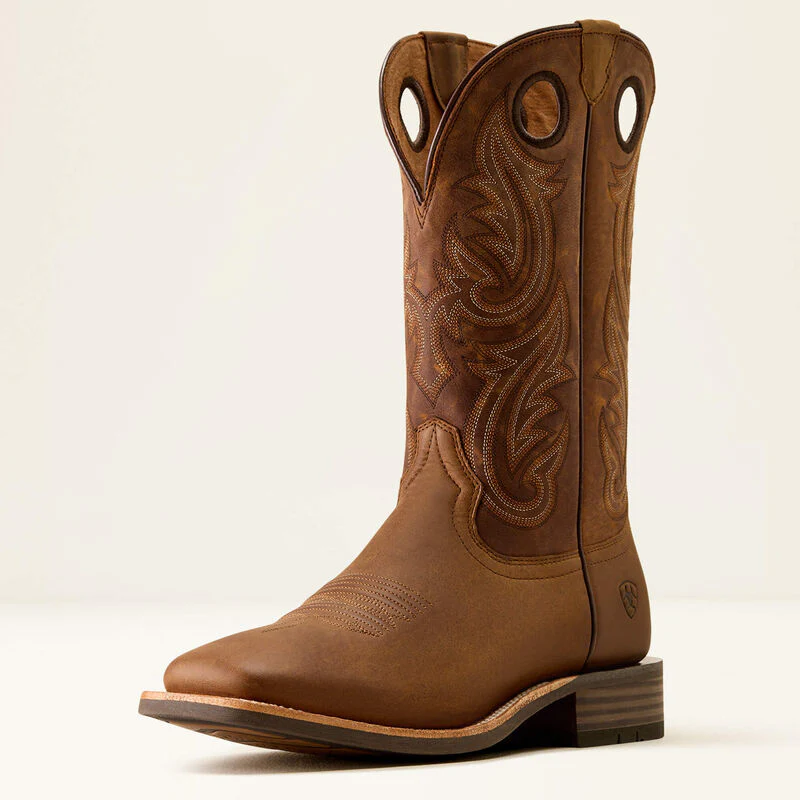 Ariat Men's Highland Toughstock Wide Square Toe Cowboy Boot- Distressed Brown/Tack Room Brown