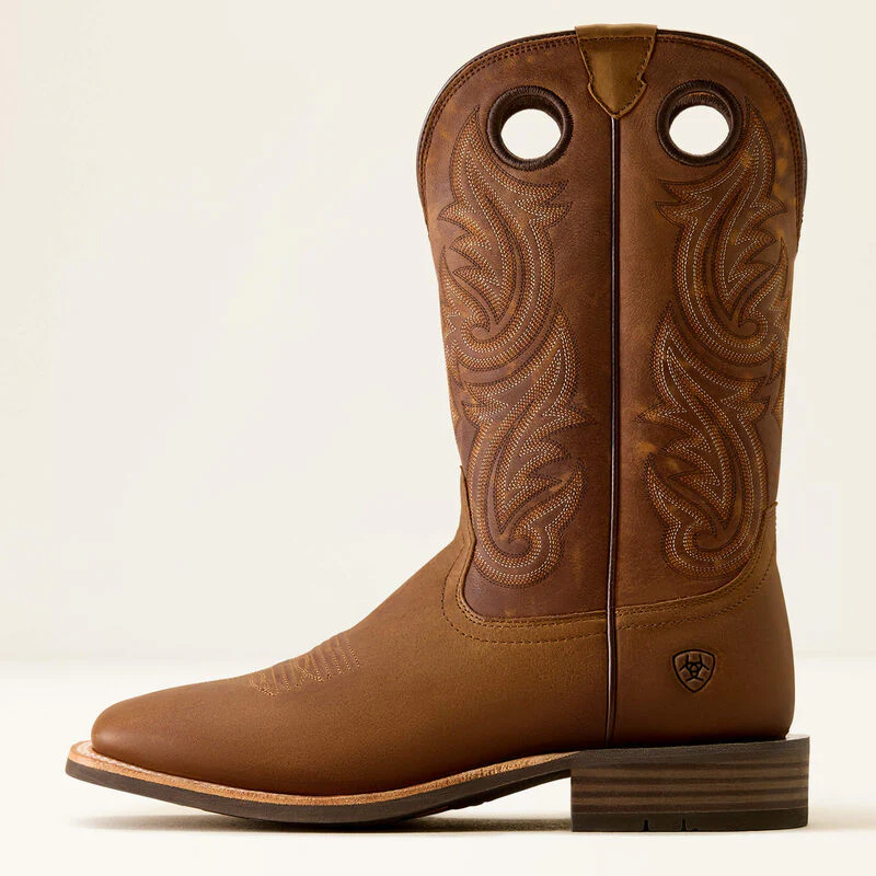 Ariat Men's Highland Toughstock Wide Square Toe Cowboy Boot- Distressed Brown/Tack Room Brown - Image 3