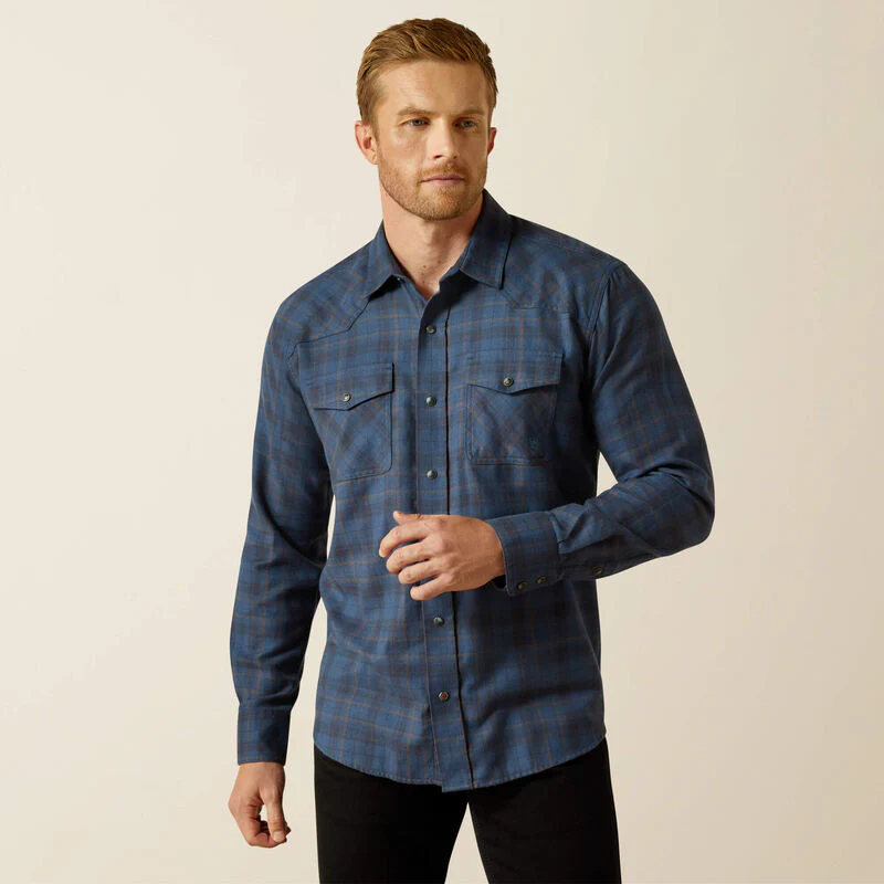 Ariat Men's Holland Retro Fit Long Sleeve Shirt - Navy - Image 2