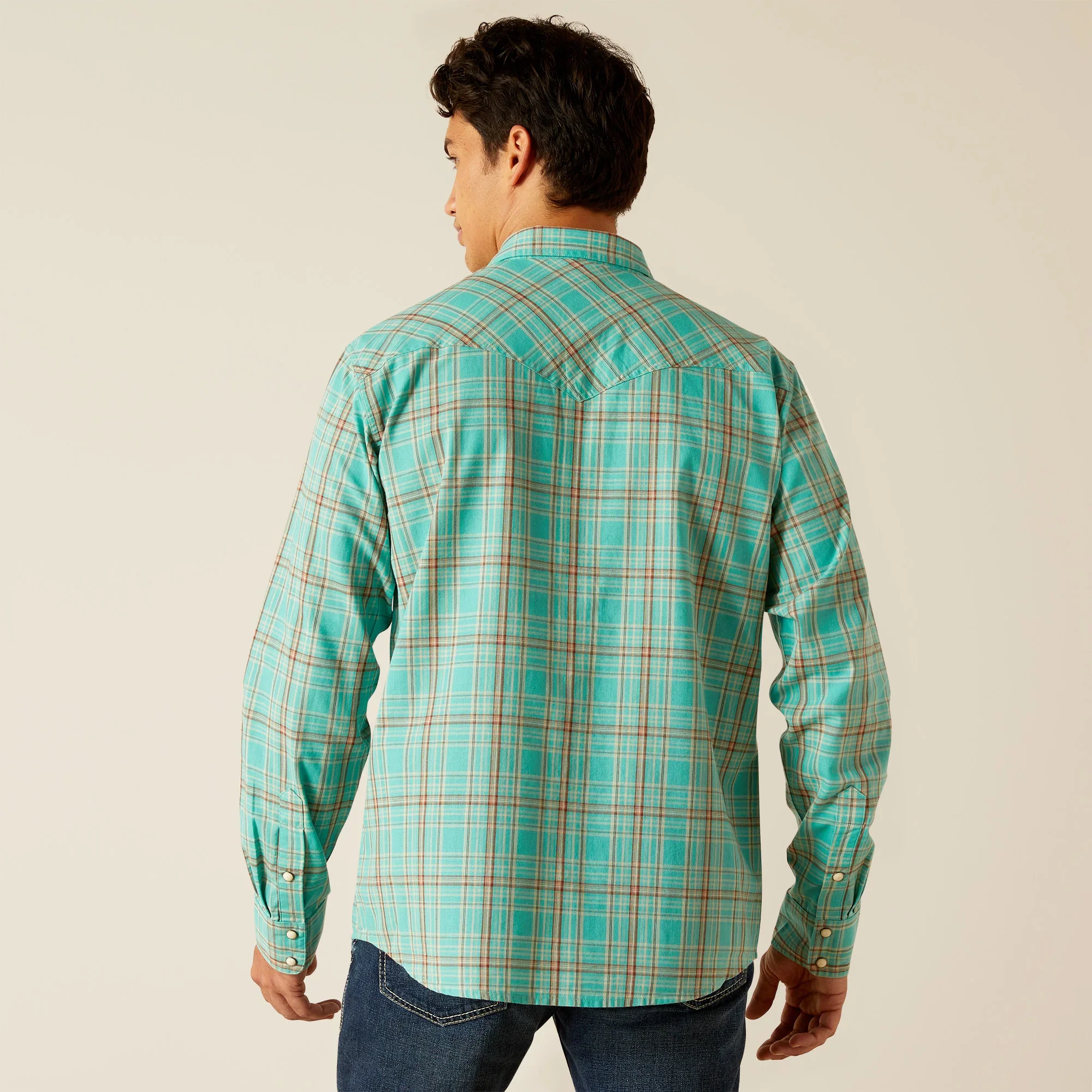 Ariat Men's Hudsyn Retro Snap Shirt - Blue Turquoise - Image 3