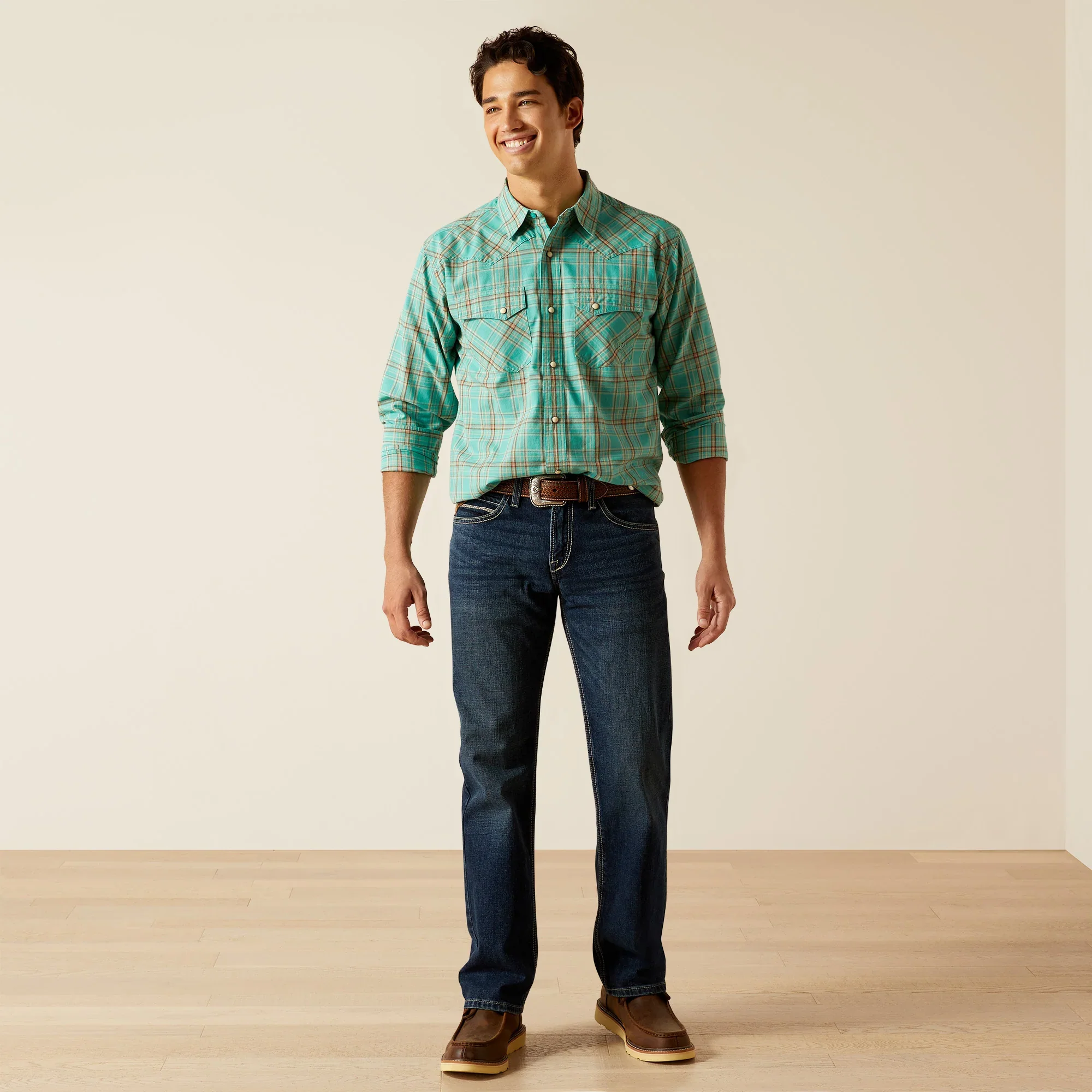 Ariat Men's Hudsyn Retro Snap Shirt - Blue Turquoise - Image 4