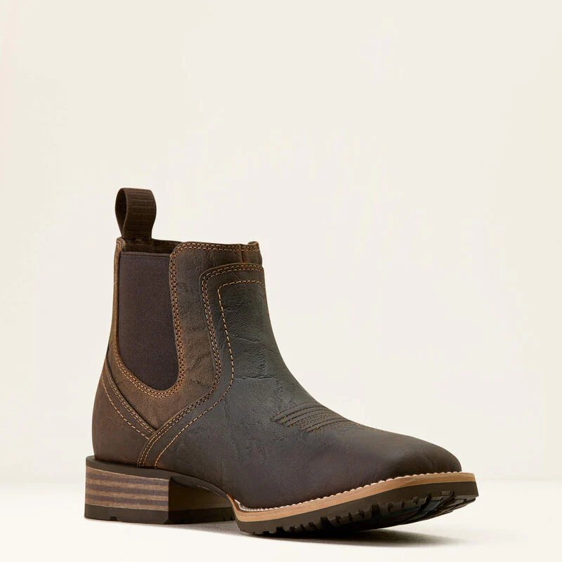 Ariat Men's Hybrid Low Boy Wide Square Toe Chelsea Boot- Warm Brown