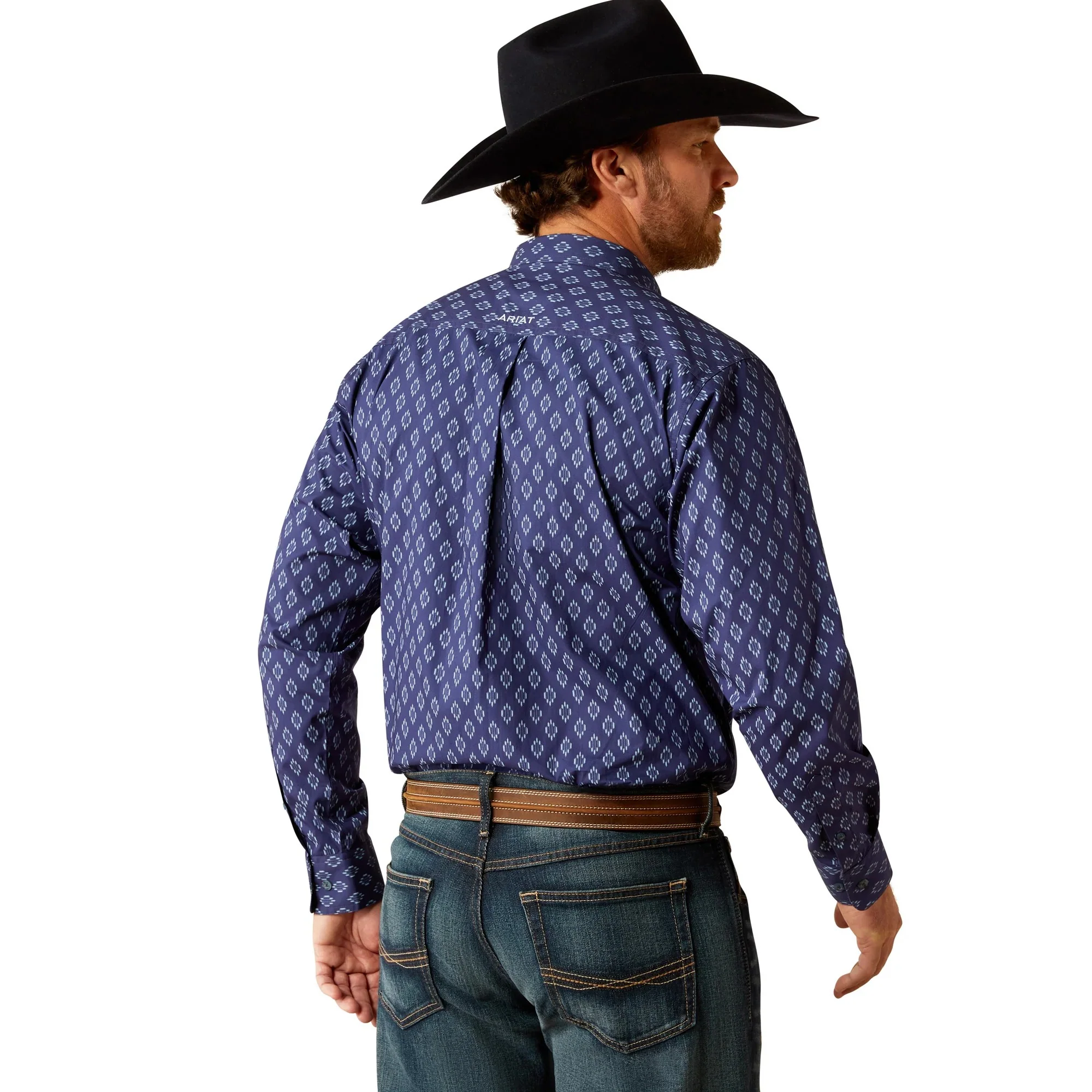 Ariat Men's Cade Long Sleeve Shirt- Navy - Image 3