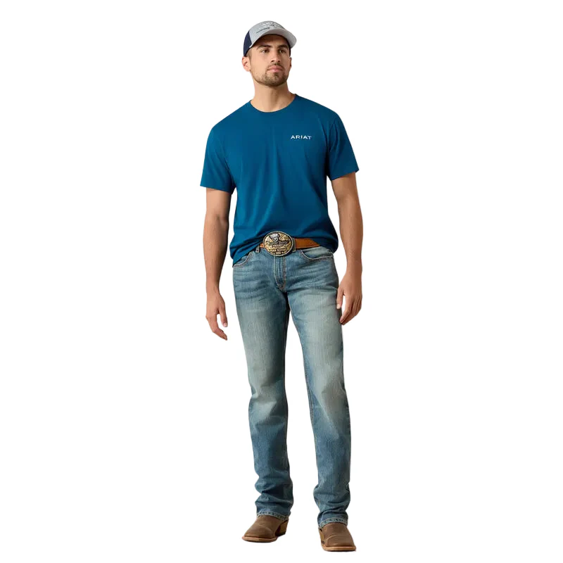 Ariat Men's Liquid Stamp Flag Classic Fit Tee Shirt - Sailor Blue