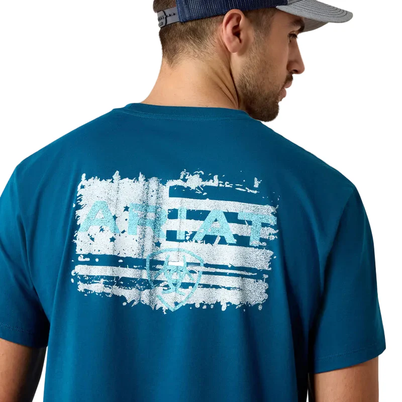 Ariat Men's Liquid Stamp Flag Classic Fit Tee Shirt - Sailor Blue - Image 2