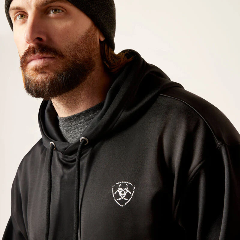 Ariat Men's Logo Tek Fleece Hoodie - Black - Image 3