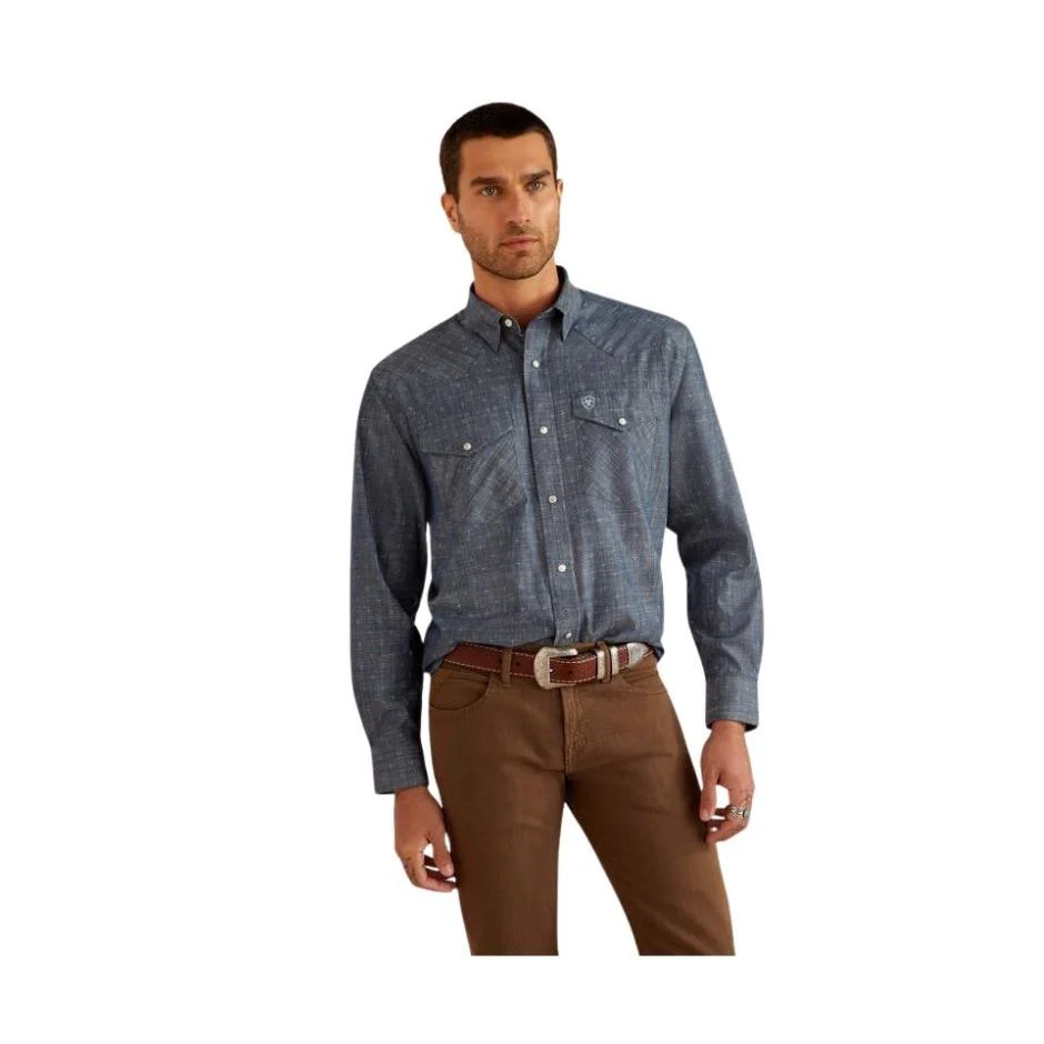 Ariat Men's Long Sleeve Fenix Classic Fit Shirt- Chambray Blue