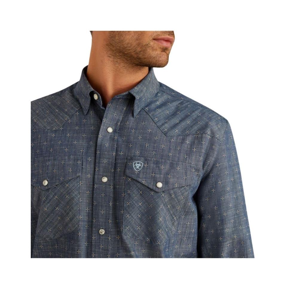 Ariat Men's Long Sleeve Fenix Classic Fit Shirt- Chambray Blue - Image 2