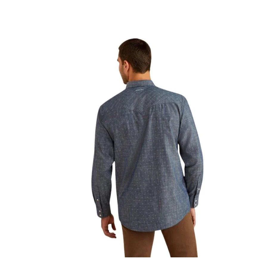 Ariat Men's Long Sleeve Fenix Classic Fit Shirt- Chambray Blue - Image 3
