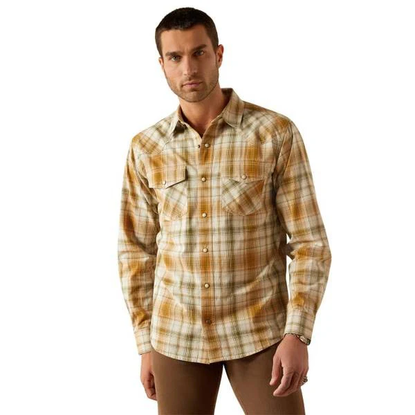 Ariat Men's Long Sleeve Halston Retro Fit Shirt - Khaki - Image 3