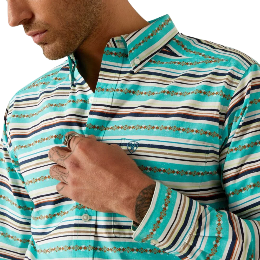 Ariat Men's Long Sleeve Jimmie Fitted Shirt - Turquoise - Image 2
