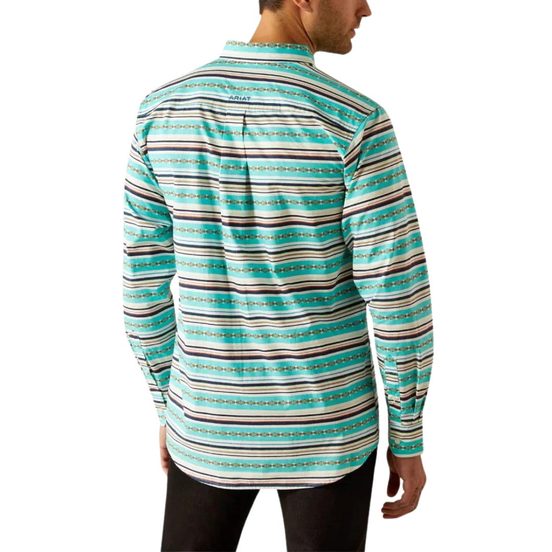 Ariat Men's Long Sleeve Jimmie Fitted Shirt - Turquoise - Image 3
