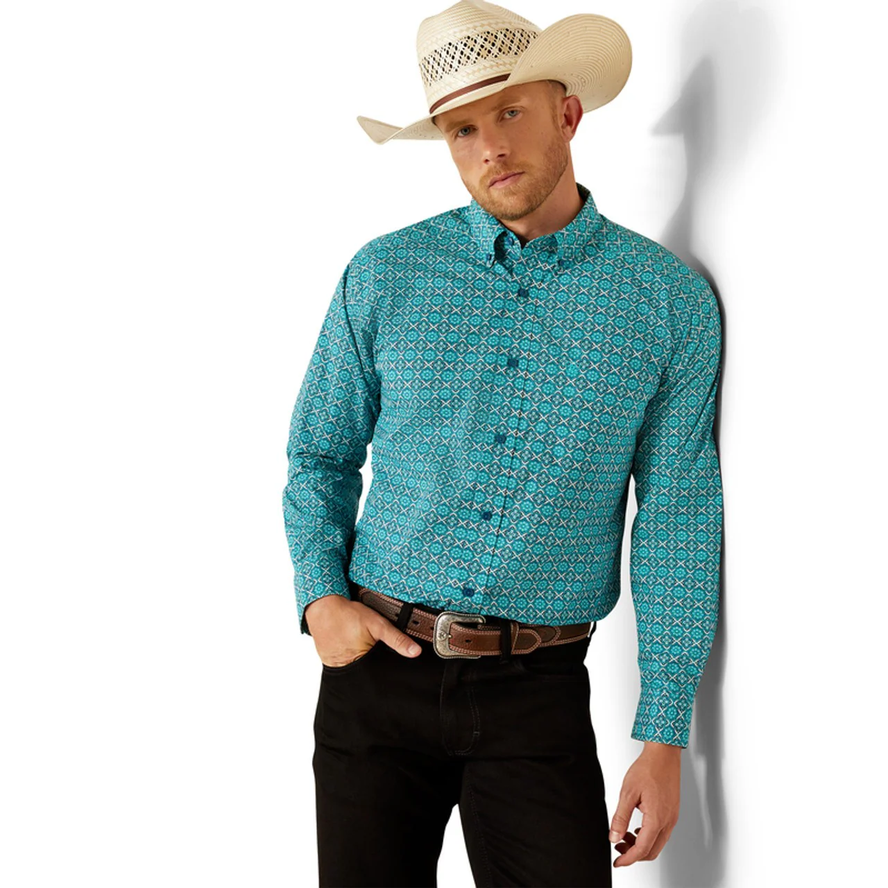 Ariat Men's Long Sleeve Jordy Classic Fit Shirt - Blue