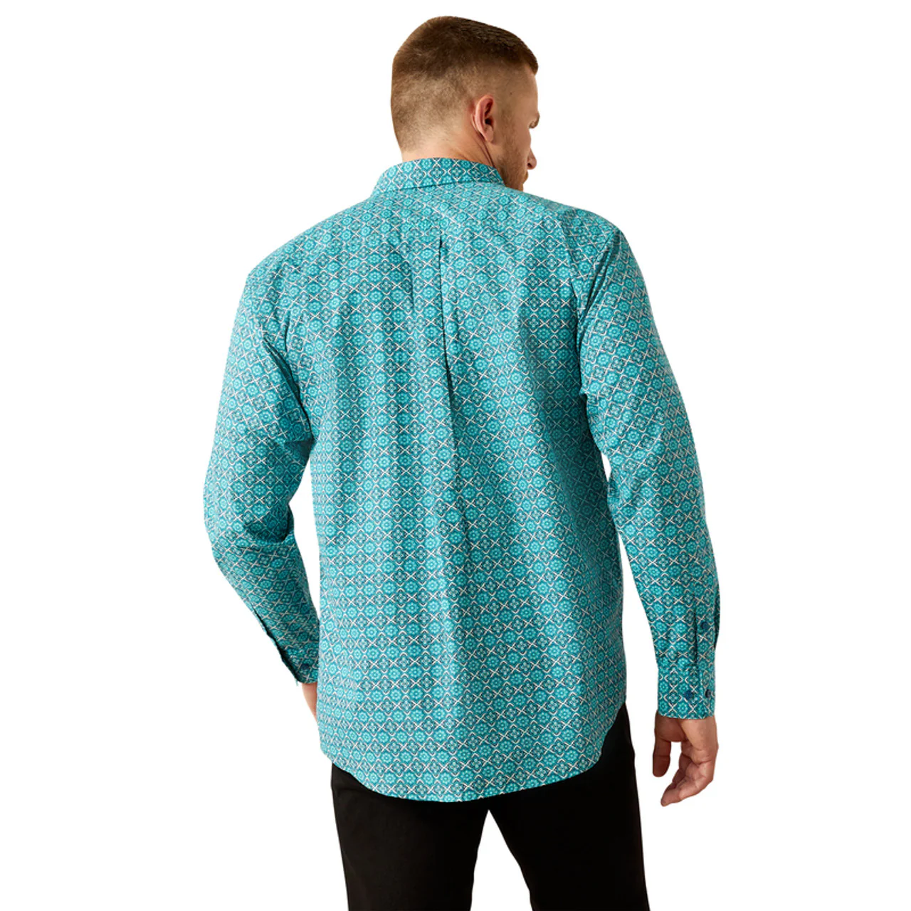Ariat Men's Long Sleeve Jordy Classic Fit Shirt - Blue - Image 2