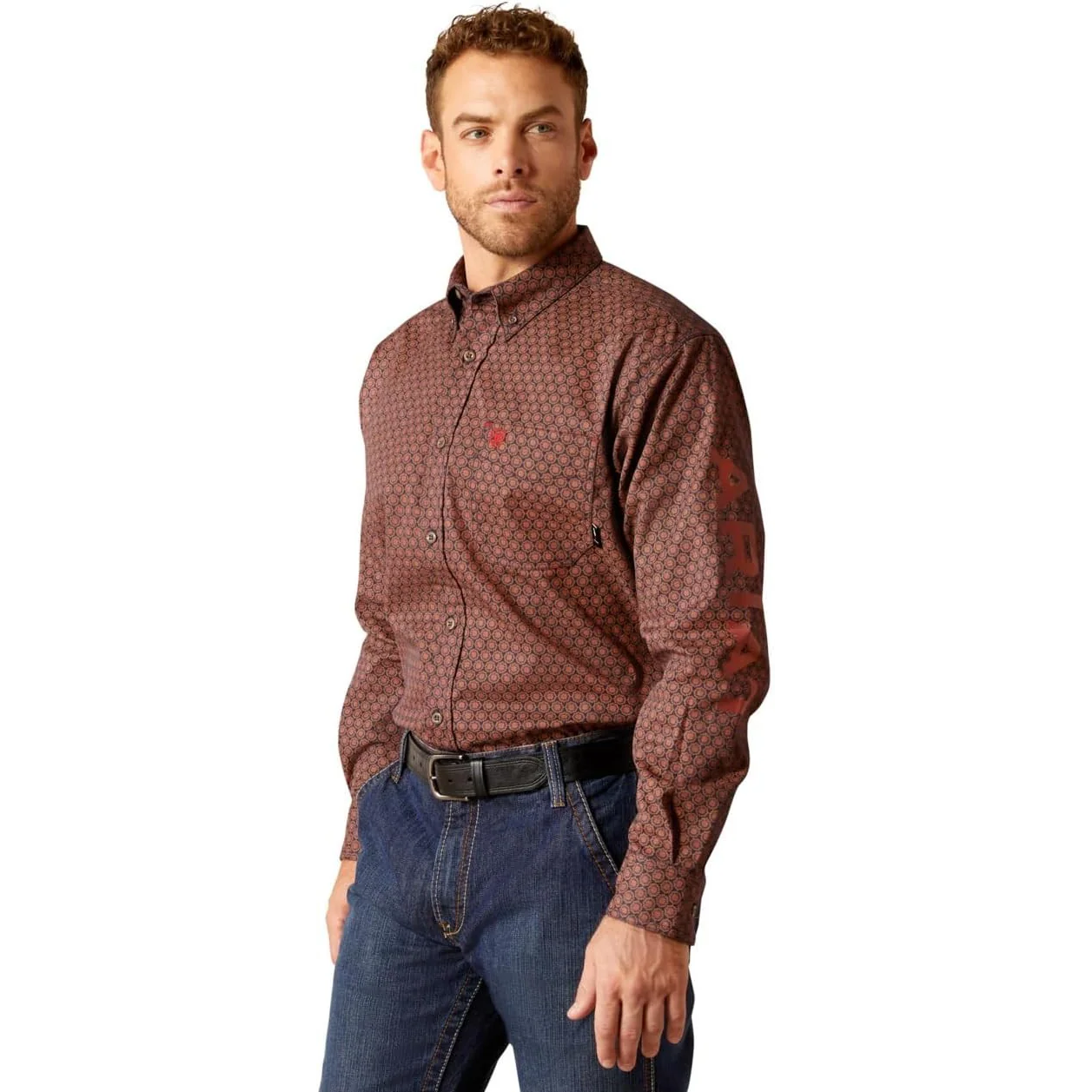 Ariat Men's Long Sleeve Adirondack Work Shirt - Burnt Henna - Image 3