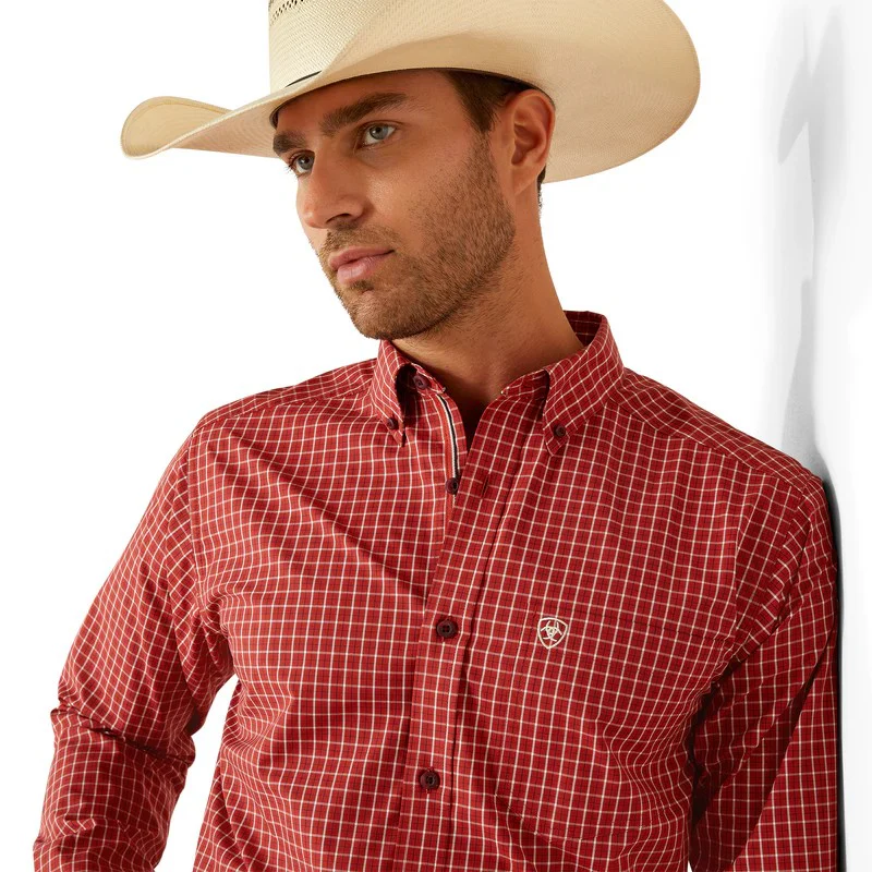 Ariat Men's Long Sleeve Pro Series Carlton Fitted Shirt- Red - Image 2