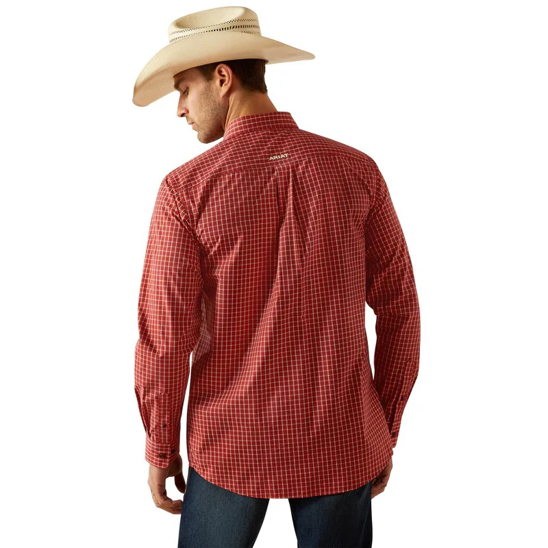 Ariat Men's Long Sleeve Pro Series Carlton Fitted Shirt- Red - Image 3