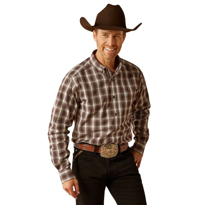Ariat Men's Long Sleeve Pro Series Carson Fitted Shirt- Brown - Image 4