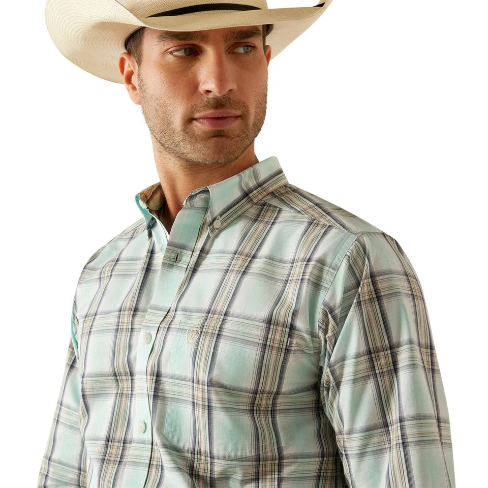 Ariat Men's Long Sleeve Pro Series Corban Fitted  Shirt- Mint - Image 2