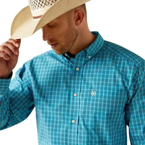 Ariat Men's Long Sleeve Pro Series Journey Classic Fit Shirt- Turquoise - Image 2