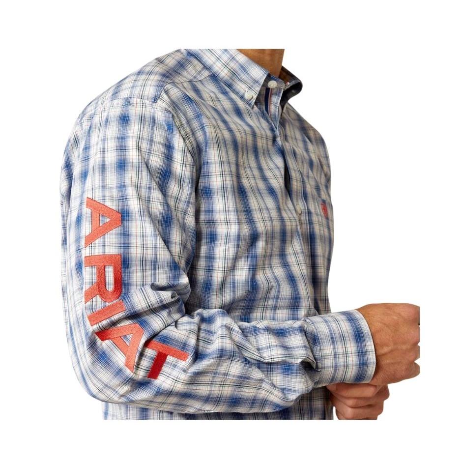 Ariat Men's Long Sleeve Pro Series Team Princeton Classic Fit Shirt- Navy/Red - Image 2