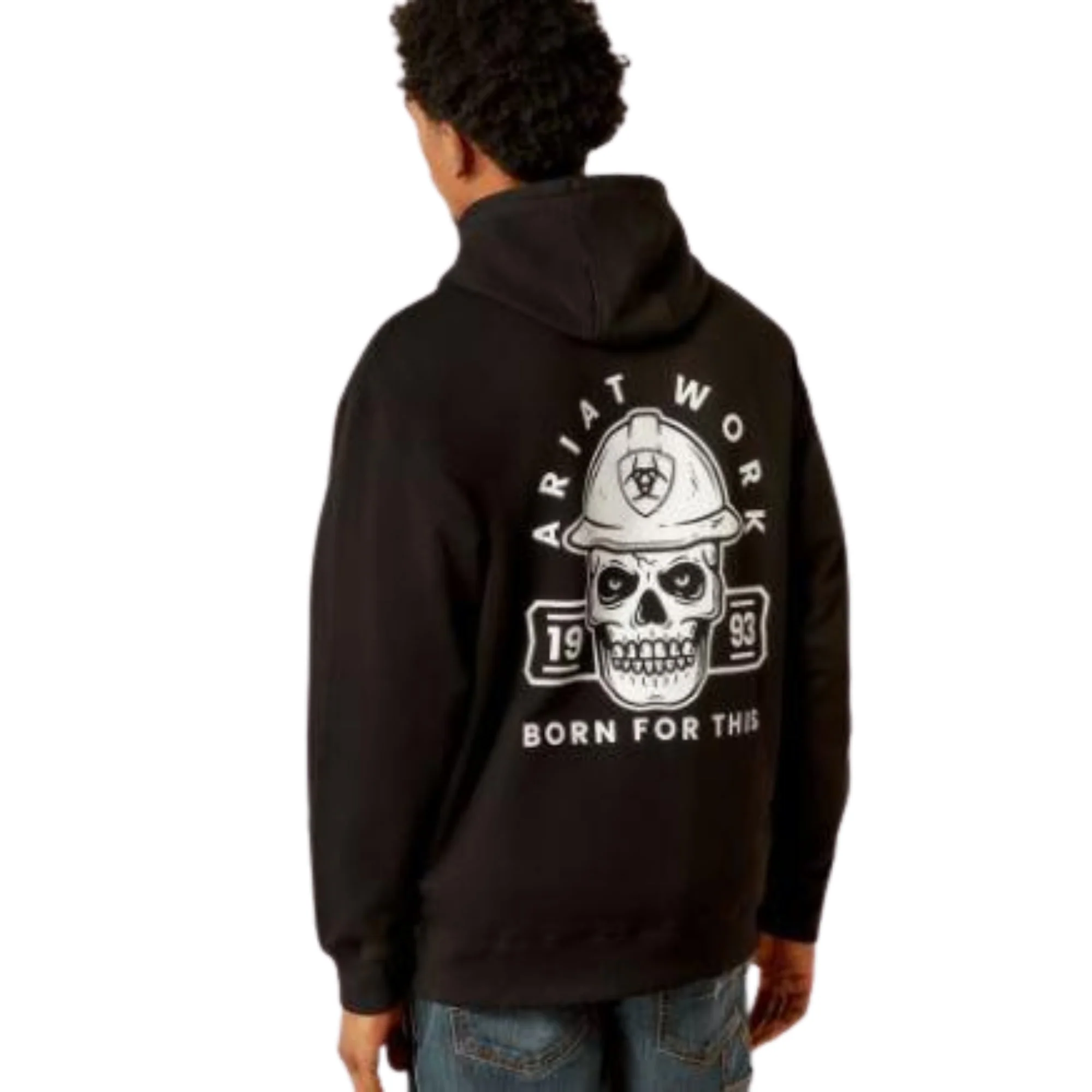 Ariat Men's Long Sleeve Rebar Workman Hardhead Hoodie - Black - Image 2