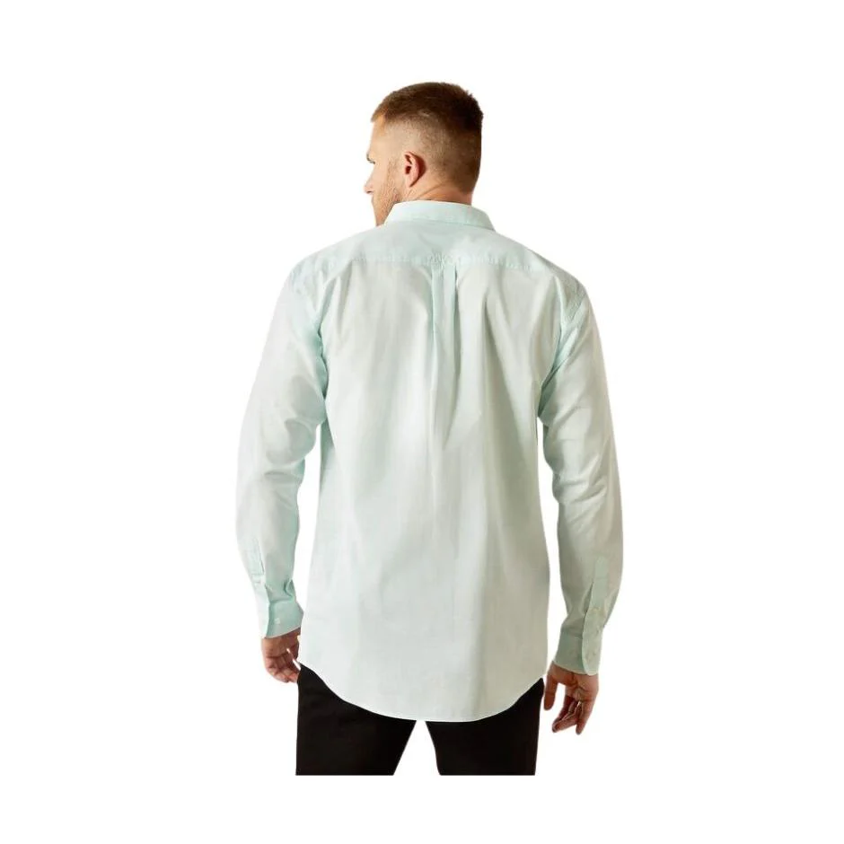Ariat Men's Long Sleeve Solid Slub Classic Fit Shirt - Mint - Image 3