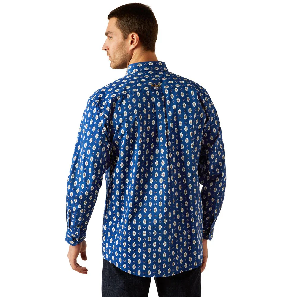 Ariat Men's Long Sleeve Team Dax Classic Fit Shirt- Navy/White - Image 3