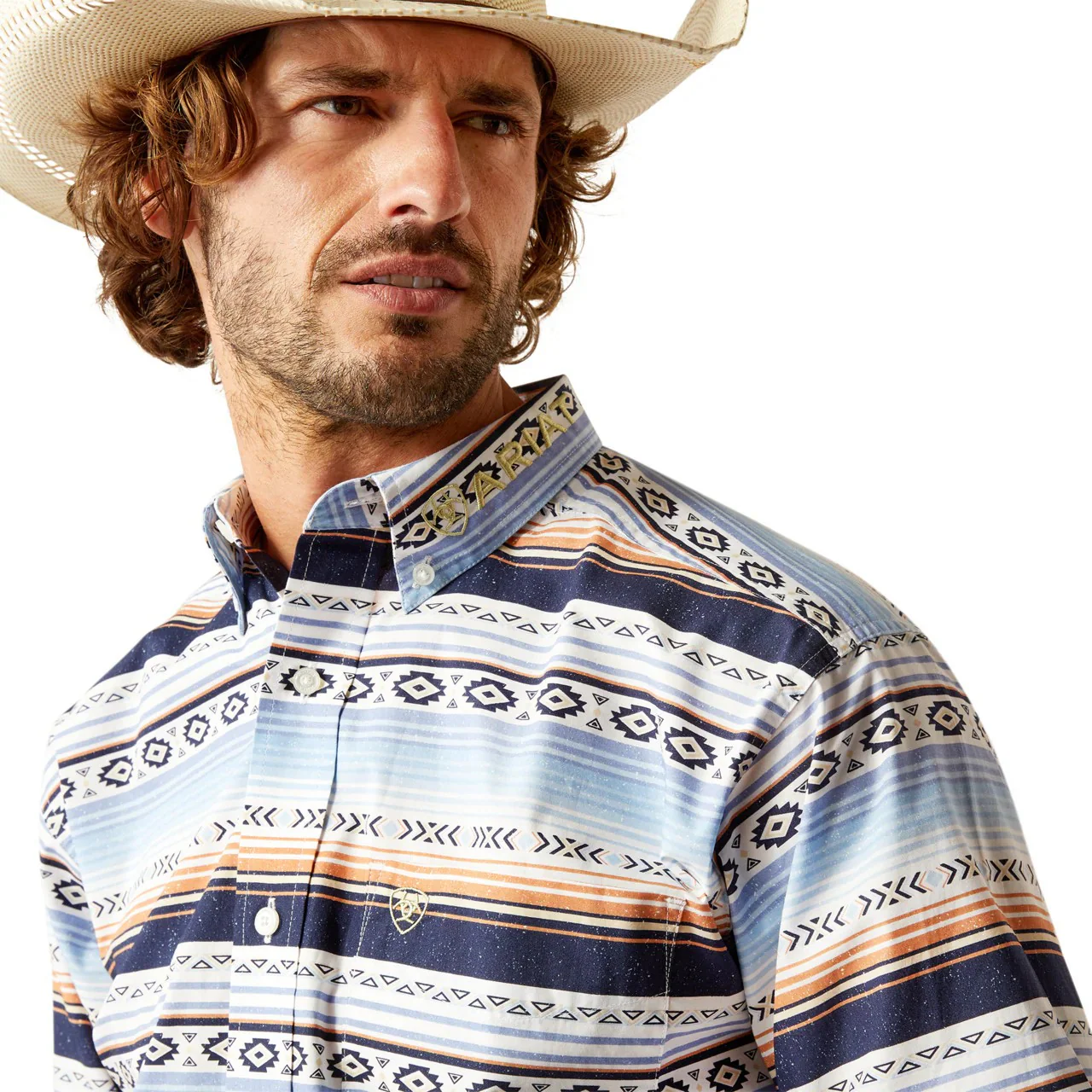 Ariat Men's Long Sleeve Team Deacon Classic Fit Shirt - Blue/Light Green
