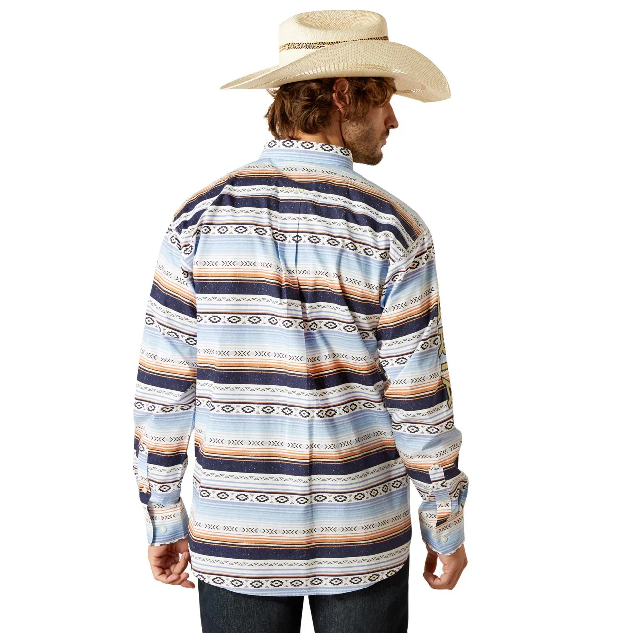 Ariat Men's Long Sleeve Team Deacon Classic Fit Shirt - Blue/Light Green - Image 2