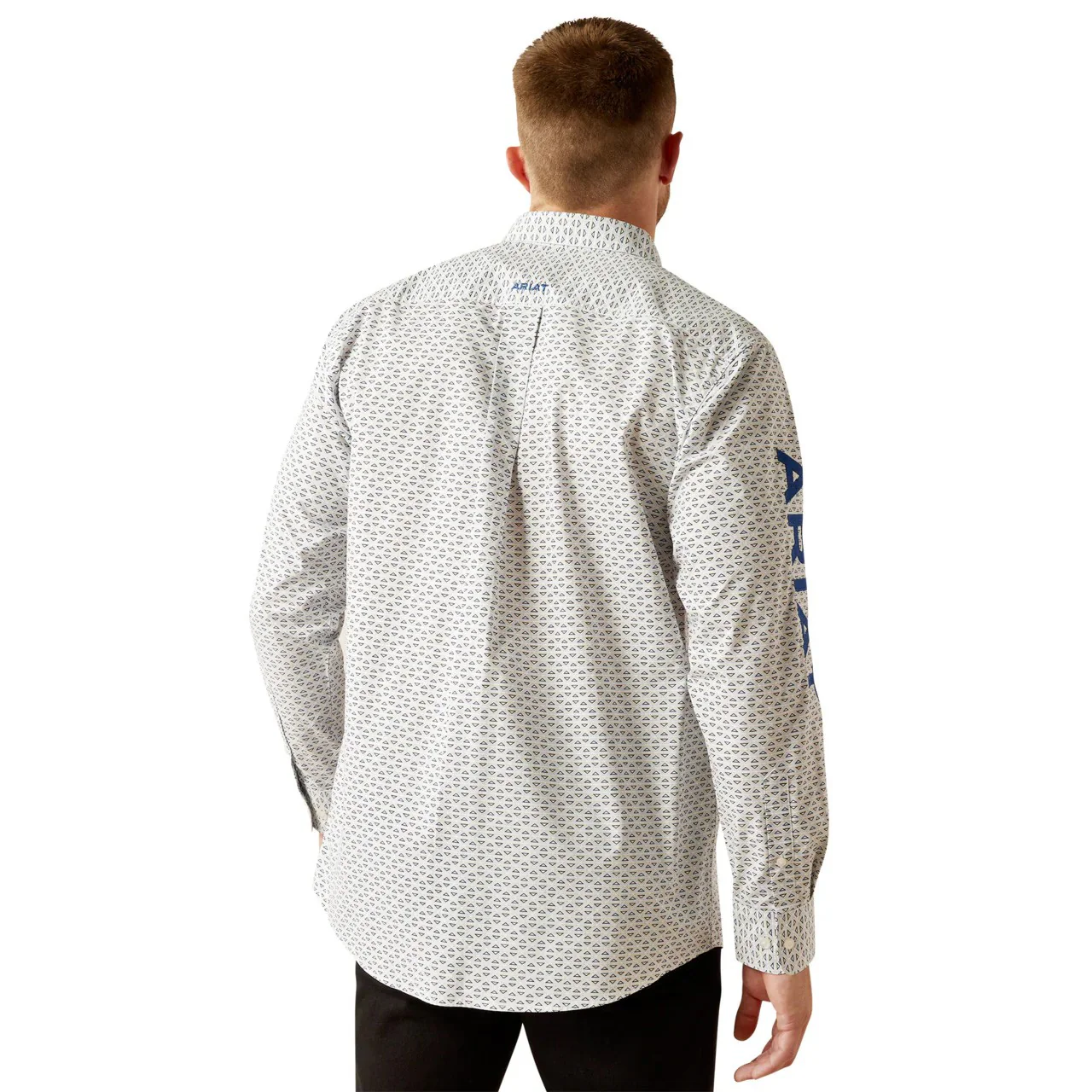 Ariat Men's Long Sleeve Team Drew Classic Fit Shirt - Blue/Navy - Image 3