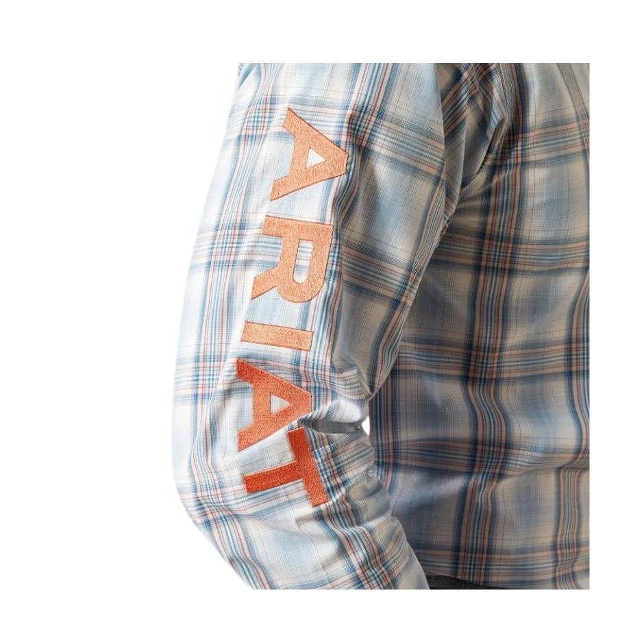 Ariat Men's Long Sleeve Team Finnegan Classic Fit Shirt- Blue/Orange - Image 2