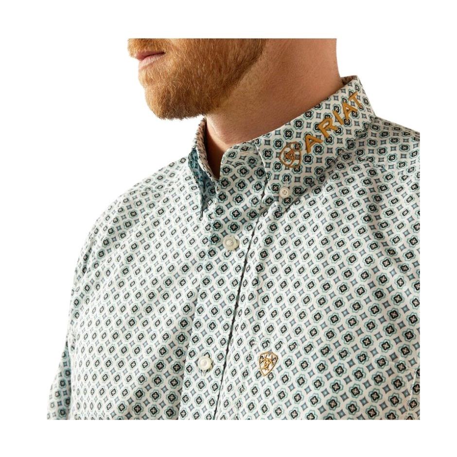 Ariat Men's Long Sleeve Team Franklin Classic Fit Shirt- Blue/Brown - Image 4