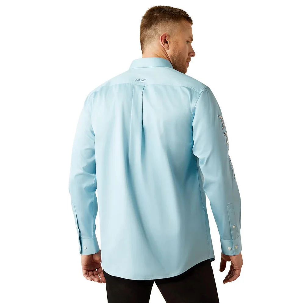 Ariat Men's Long Sleeve Team Logo Twill Classic Fit Shirt- Light Blue - Image 2