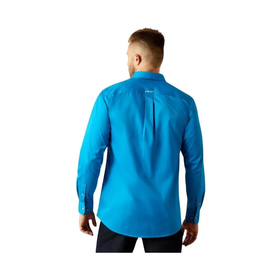 Ariat Men's Long Sleeve Team Logo Twill Fitted Shirt- Blue/Dark Blue - Image 3