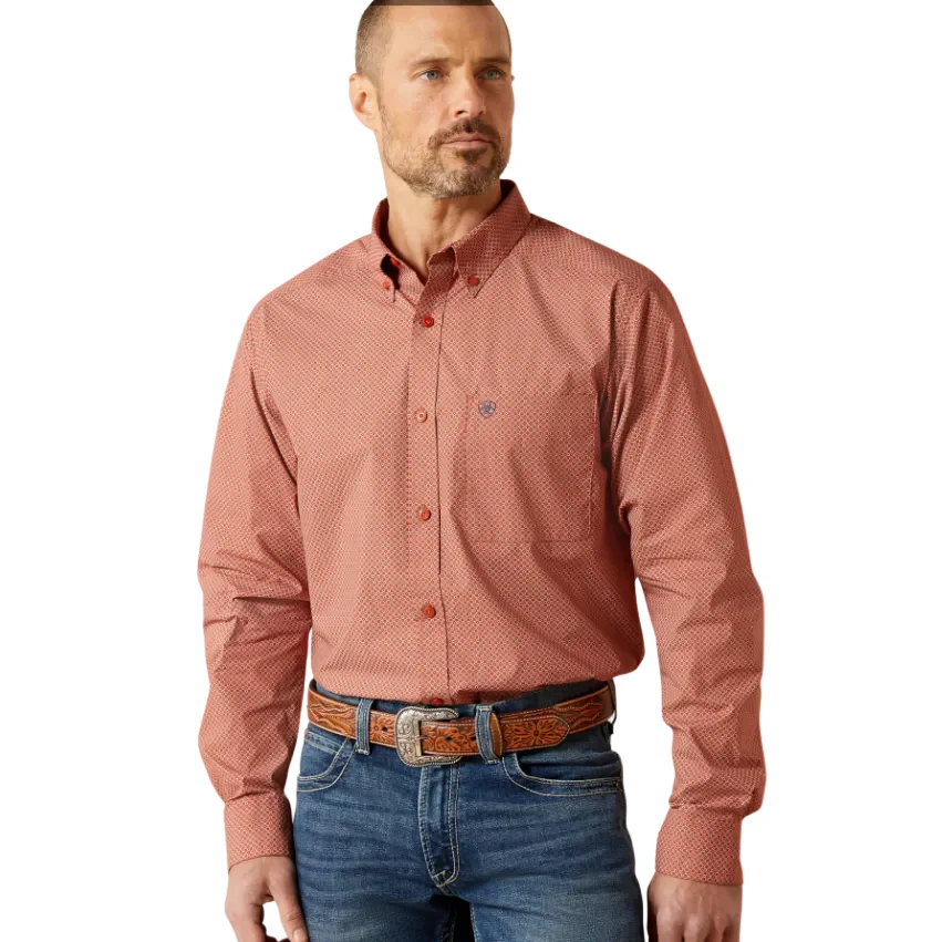 Ariat Men's Long Sleeve Warren Shirt- Rust Red
