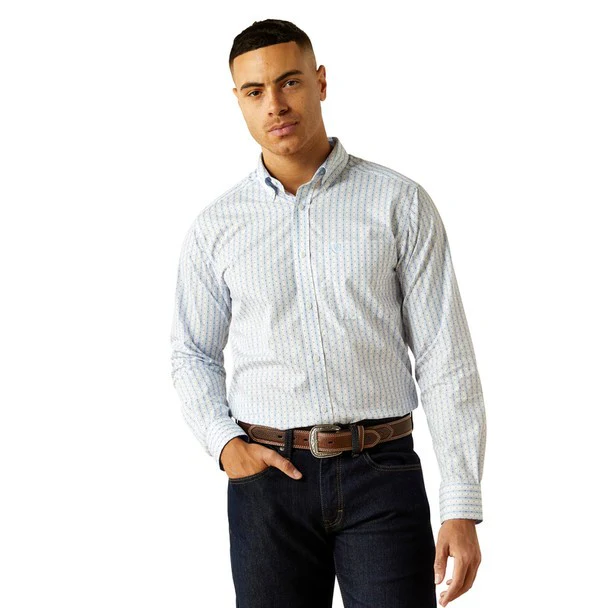 Ariat Men's Wrinkle Free Dezmond Long Sleeve Classic Fit Shirt - Blue