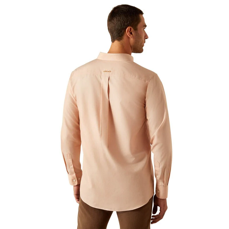 Ariat Men's Long Sleeve Wrinkle Free Solid Fitted Shirt - Light Brown - Image 2