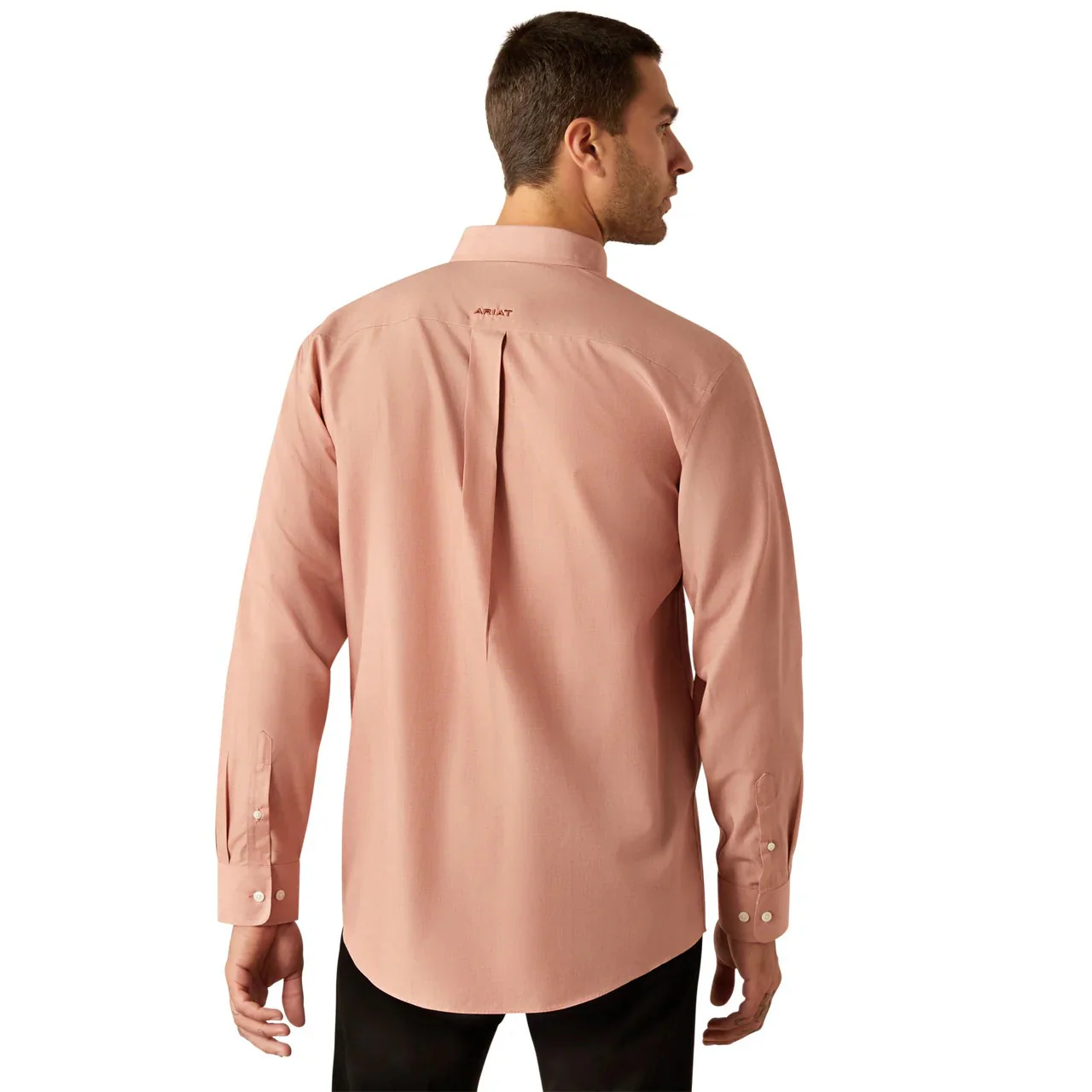 Ariat Men's Long Sleeve Wrinkle Free Solid Shirt- Brick - Image 2
