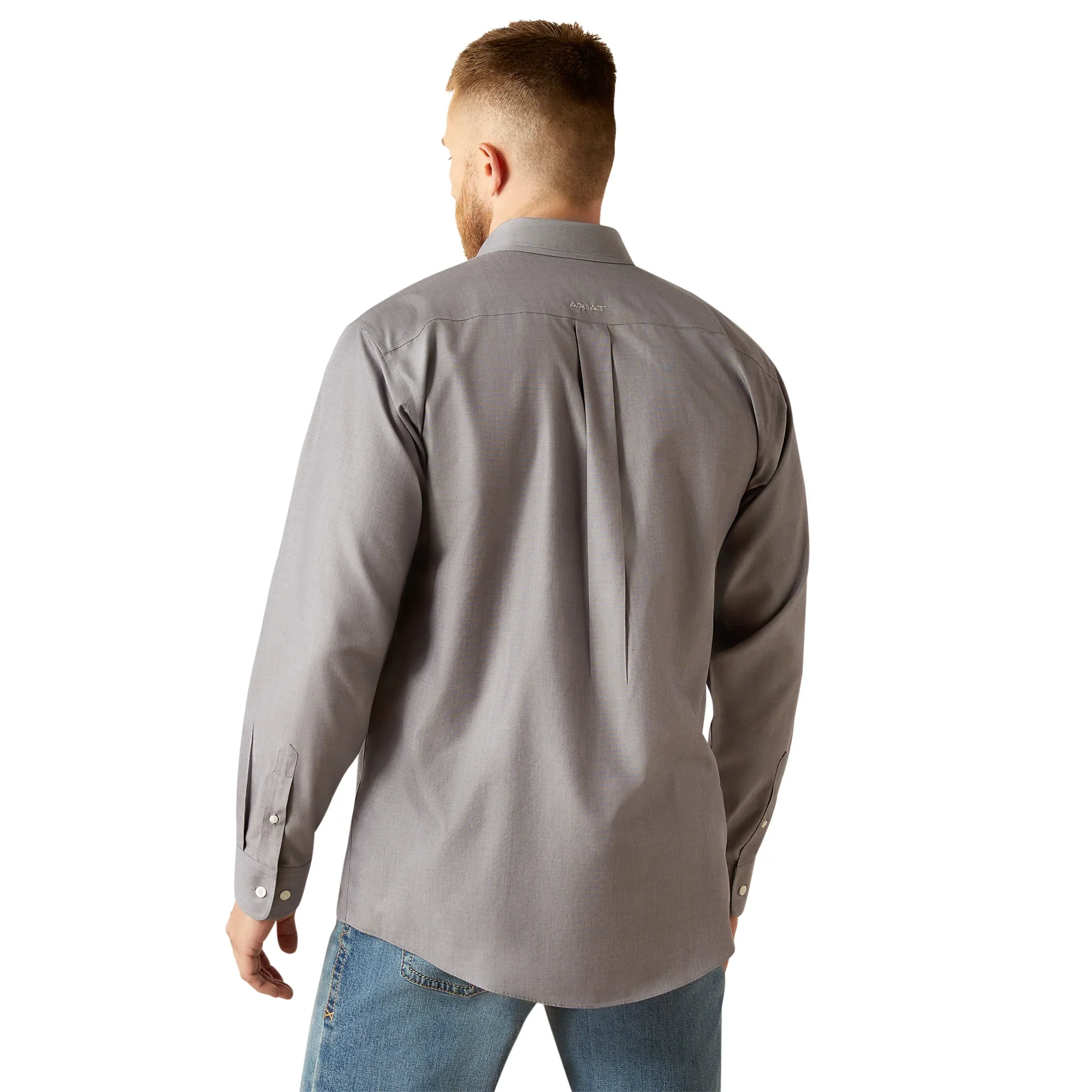 Ariat Men's Long Sleeve Wrinkle Free Solid Shirt - Grey - Image 2