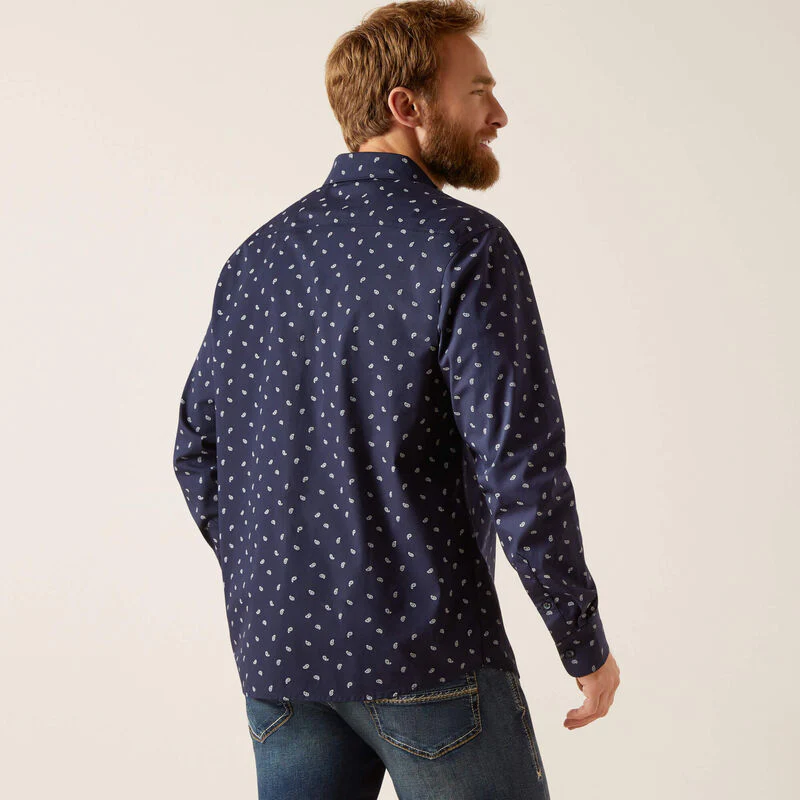 Ariat Men's Macro Stretch Modern Fit Shirt - Blue - Image 2