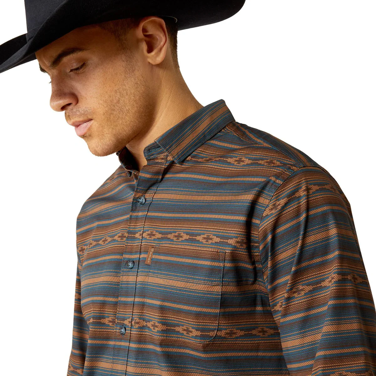 Ariat Men's Mayor Modern Long Sleeve Shirt- Turquoise - Image 2