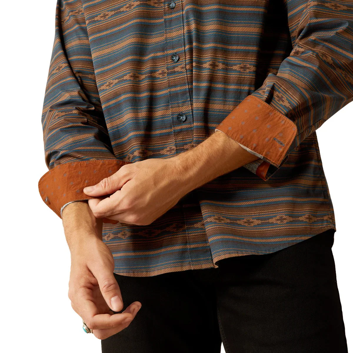 Ariat Men's Mayor Modern Long Sleeve Shirt- Turquoise - Image 3