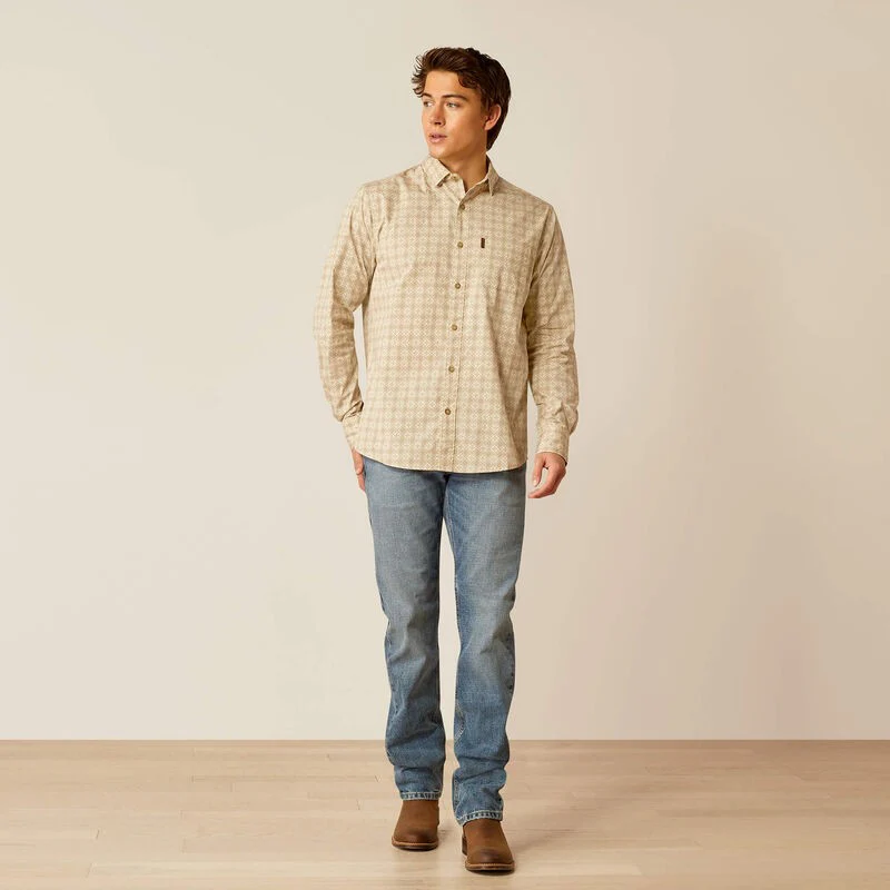 Ariat Men's Morgan Modern Long Sleeve Shirt- Pumice Stone - Image 3