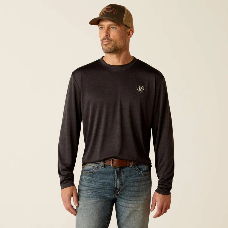 Ariat Men's Charger Stacks Long Sleeve T-Shirt- Black