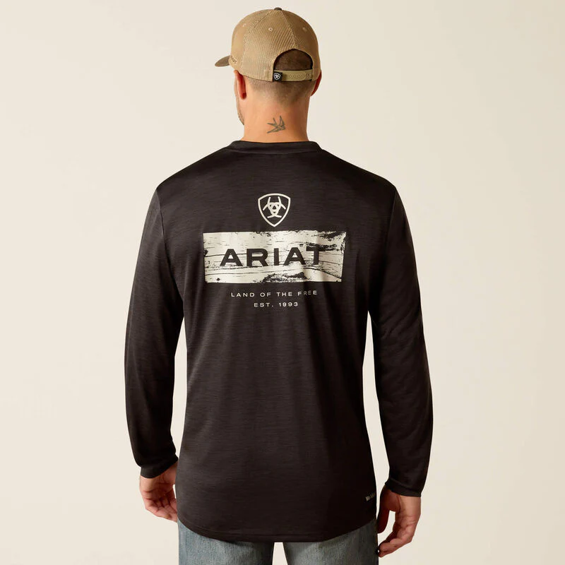 Ariat Men's Charger Stacks Long Sleeve T-Shirt- Black - Image 2