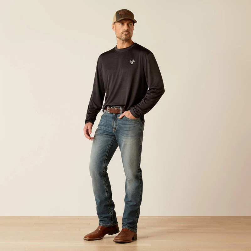 Ariat Men's Charger Stacks Long Sleeve T-Shirt- Black - Image 3