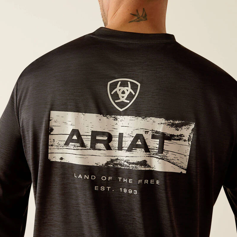 Ariat Men's Charger Stacks Long Sleeve T-Shirt- Black - Image 5